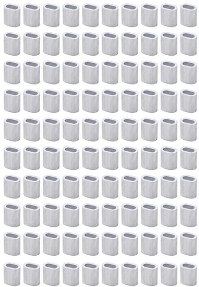 Dailygoods- Krimphulzen 100 Stuks - Aluminium Ferrule - Draadkabel Bevestiging - Touwklemmen - Kabelbevestiging - Geschikt voor Technische Projecten - Draadkabelhulzen