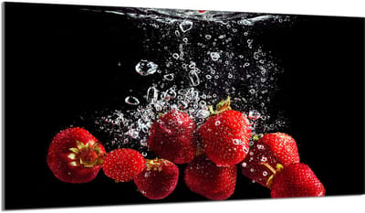 TMK ArtDeko - Beschermplaat van gehard glas - Truskawki - 90x52 cm