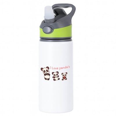 Hacebo® - I love panda's waterfles met rietje groen - Panda - dieren liefhebbers - leuke cadeau voor iemand die van houdt van panda's - verjaardagscadeau - kado - gift - water fles - 650ML