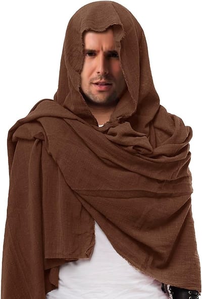 Hooded Scarf en Cape voor Piraten en Renaissancethema, Kostuum voor Halloween en Cosplay voor Mannen en Vrouwen met Warme Nekbescherming
