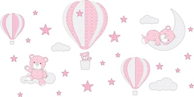 Muurstickers - Heteluchtballonnen en teddyberen in de wolken - Zelfklevende stickers - 120x160cm