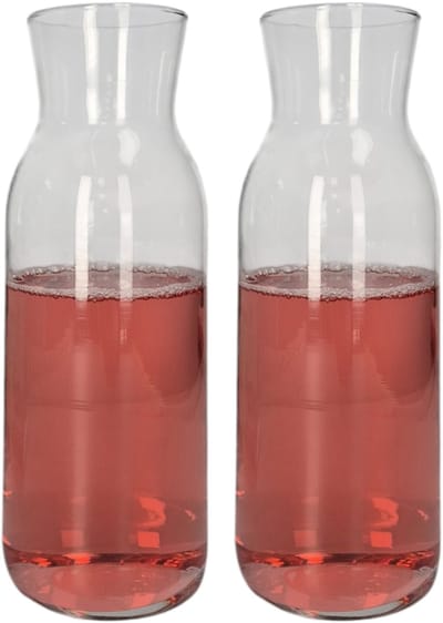 Secret de Gourmet schenkkan/water karaf - 2x - transparant glas - 1200 ml - D9 x H25 cm - Limonade/wijn/sappen