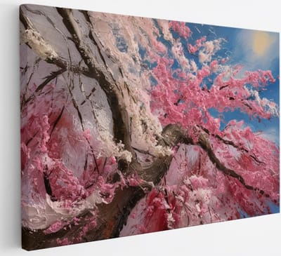 Saammp Canvas Schilderij - Roze - Boom - Abstract - Landschap - Natuur - 30x20 - Foto op canvas - Wanddecoratie - Muurdecoratie Woonkamer - Slaapkamer decoratie - Canvas Print