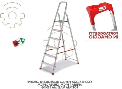 Huishoudladder Aluminium - Vouwladder Keukenladder - Veilig Klussen - 8 standen Inklapbaar - 150 kg Draagkracht - Zilver