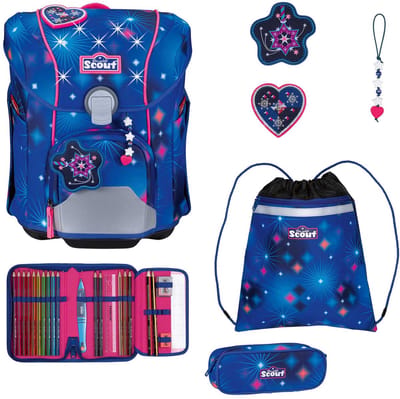 Scout schooltas Micro Set LED 4-delig Sparkling Dream blauw