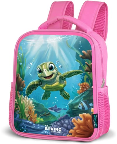 NoBoringSuitcases.com® - Rugzak roze - Schooltas meisjes - Schildpad in kleurrijke onderwaterwereld - Kinder rugtas meisje - Boekentas kind - Kinderrugzak voor school - Schoolrugzak