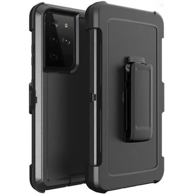 3-in-1 Militaire Pantser Schokbestendige Telefoonhoesje Voor Samsung S25 S24 S23 S22 S21 S20 Ultra Plus Note20 Otter Case Doos Riemclip Hoes For Galaxy S20 FE&With Clip black