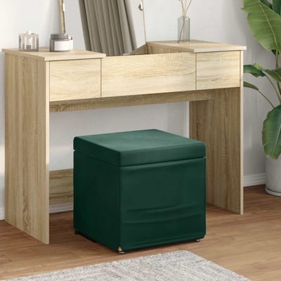 vidaXL - Kruk - Donkergroen - 41 - x - 41 - x - 40 - cm - Velvet - en - Geengineerd - Hout