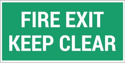 Fire exit keep clear bord | gecoat dibond materiaal | 20 x 10 cm