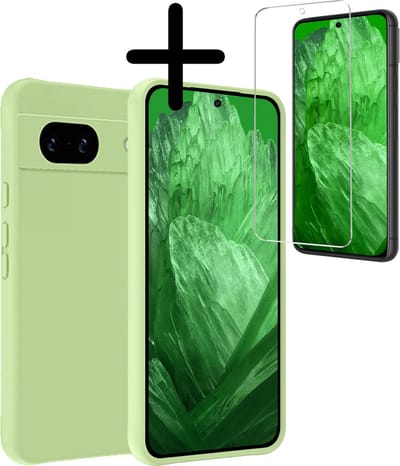 Hoesje Met Screenprotector - Geschikt voor Google Pixel 8a - Sterk & Shockproof - Back Cover - Siliconen Case - Telefoon Hoes - Groen