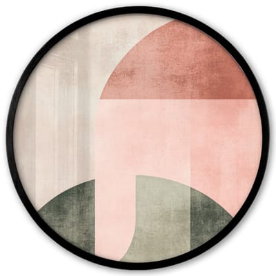 Poster in lijst Rond - Fotolijst 40x40 cm - Posters - Cirkel - Abstract - Roze - Ronde posterlijst zwart - Decoratie - Wanddecoratie woonkamer - Muurdecoratie slaapkamer