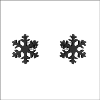 Aramat Jewels | Oorbellen | RVS Sneeuwvlok Oorbellen 10mm - Winter Studs | Zwart | |9mm | Staal | Volwassenen, Kinderen | Verkleurd niet