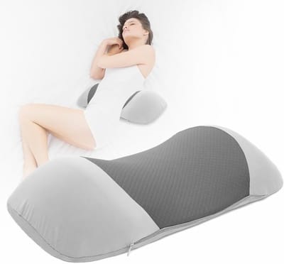 Ergonomisch Rugkussen voor Rugpijn, Geheugenfoam Lendensteun, Orthopedisch Kussen voor Slaap, Stoel en Auto, Comfortabel en Ondersteunend, Grijs