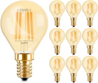 Voordeelpak 10x LED Lamp E14 Kogel Filament - Brinton - Amber 4W 360lm - 822 Zeer Warm Wit 2200K - P45 | Vervangt 32W