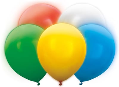 Ballon 30cm met LED lampje - 5 stuks multicolour mix