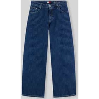 wide leg jeans van puur katoen met krijtstreep