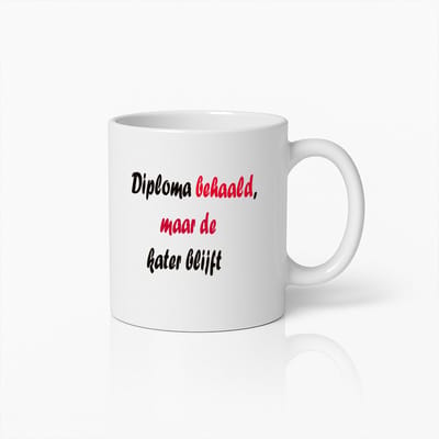 "Diploma Behaald, Maar De Hater Blijft" Grappige Afstudeer Koffiemok – 330ml Keramische Beker, Perfect Cadeau Voor Afgestudeerden