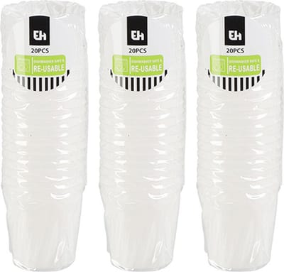 Excellent Houseware shotglas - 60x - wit - kunststof - 30 ml - herbruikbaar