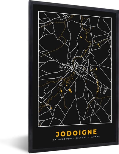 Fotolijst incl. Poster - Jodoigne - Plattegrond - Kaart - Stadskaart - Goud - 40x60 cm - Posterlijst