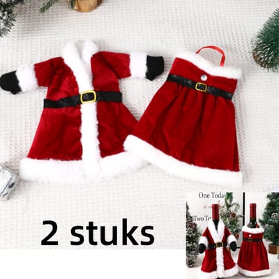 2 x kerstversiering -Kerstman - Wijnfleshouder - Wijn Fles Hoes ,voor Christmas Wine Bottle Coverst, Vakantie Feest en Meer （24 x 24CM）