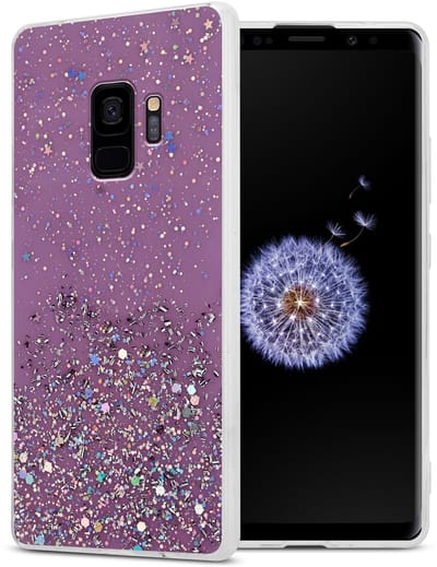 Cadorabo Hoesje geschikt voor Samsung Galaxy S9 in Paars met Glitter - Beschermhoes van flexibel TPU silicone met fonkelende glitters Case Cover Etui