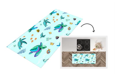 Keukenloper - Loper keuken - Regenboog - Schildpad - Vis - Water - Patronen - 120x50 cm - Keukenloper vinyl