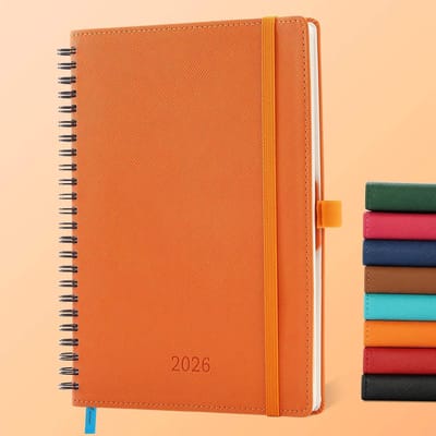 Agenda 2026 - Weekplanner Jaarplanner - Dagelijks Plannen - PU Leer Kaft - A5 219 x 164 cm - Oranje