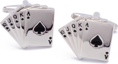 Manchetknopen - Kaarten Speelkaarten Royal Flush Schoppen