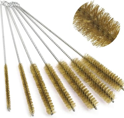 Messing buisreinigingsborstels voor reageerbuizen en boorgaten 7-delige set 6/8/10/12/15/20/22 mm.