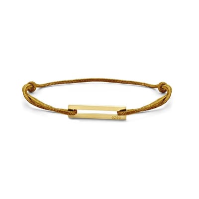CO88 Collection 8CB-90754 Stalen Armband - Mosterd Geel Koord - Verstelbaar - Staal Element - Goudkleurig