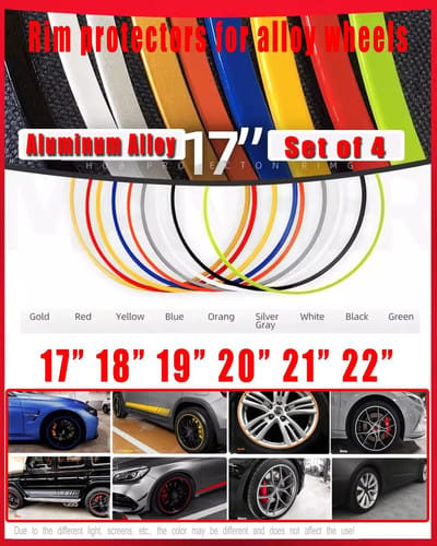 Velgbeschermers Set - Wielrand Bescherming - Auto Beschermen - Aluminiumlegering Materiaal - 15-22 Inch - Zilvergrijs