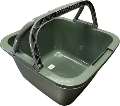 HL Afwasbak – Vierkante Afwasteil – 18,5 Liter – Donkergroen – Met Hengsel – Wasbak – Camping - Keuken & Huishouden – 39x39x22cm