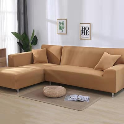 Effen kleur elastische bankhoezen voor woonkamer dikke hoekbankhoezen bankhoes L-vorm nodig om 2 stuks hoes te kopen 1-seat 90-140cm kameel