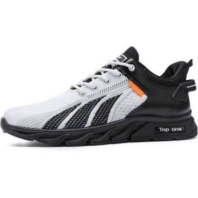 Heren Sneaker Zomer Nieuwe Hardloopschoenen Mode Vliegend Geweven Ademend Trendy Schoenen Herenschoenen 44 white