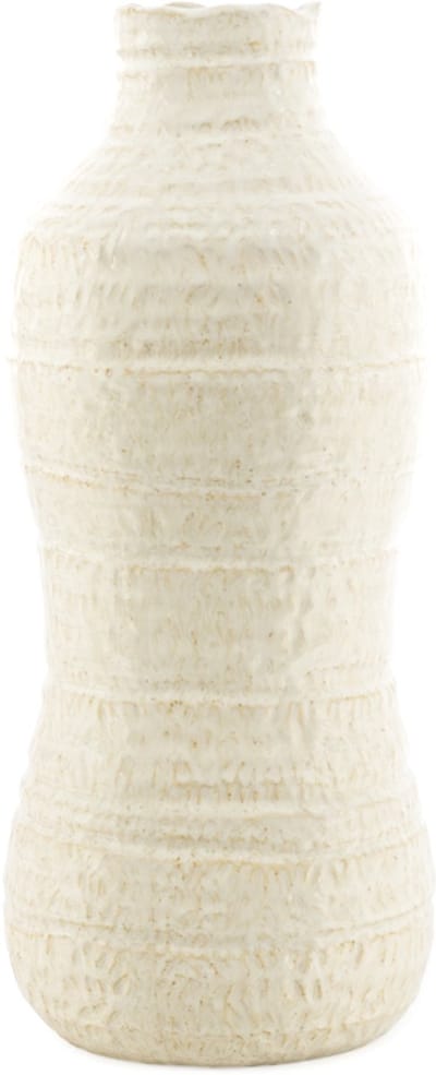 HomeBound by KY | Aardewerk vaas curve beige | bloemenvaas | 18x18x42cm