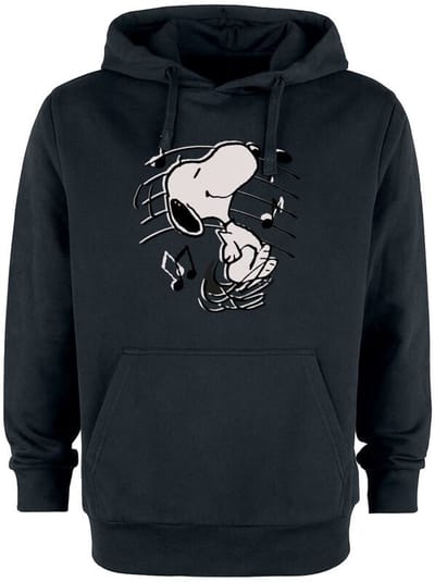 Peanuts Trui met capuchon - Snoopy Music - S tot 3XL - voor Mannen - zwart