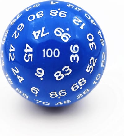 Lapi Toys - Dungeons and Dragons D100 dobbelsteen - D100 DnD dobbelsteen - D100 D&D dobbelsteen - Acryl - Blauw