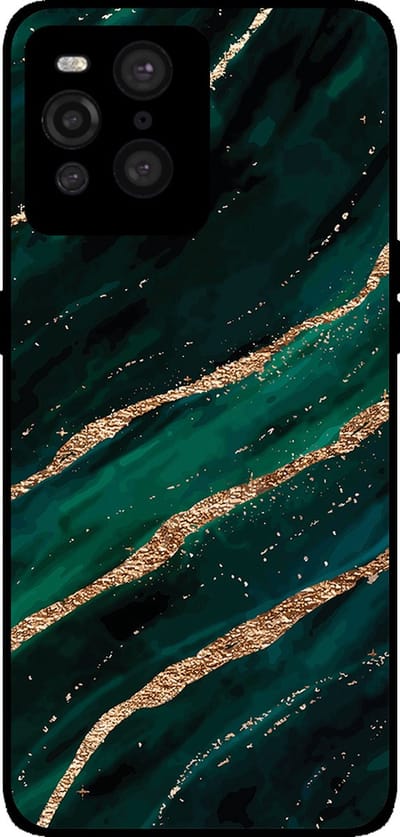 Smartphonica Telefoonhoesje Geschikt voor Oppo Find X3 Pro met marmer opdruk - TPU backcover case marble design - Groen Goud geschikt voor Oppo Find X3 Pro