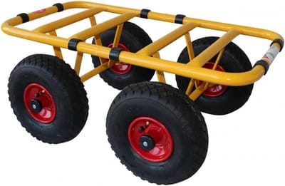 Transportwagen - Dolly kar - Zware lasten verplaatsen - Luchtbanden voor oneffen terrein - 300 kg capaciteit - Geel