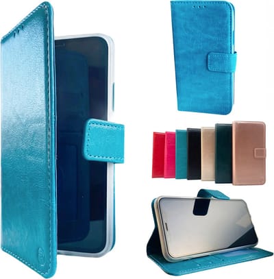 HEM hoesje geschikt voor Apple iPhone 12 Pro Max Aqua Blauw Wallet / Book Case / Boekhoesje/ Telefoonhoesje / Hoesje iPhone 12 Pro Max met vakje voor pasjes, geld en fotovakje