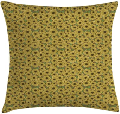 ABAKUHAUS Kussenhoes – Bloemen 40x40 cm – Khaki & Olijfgroen – Beidseitig bedrukt