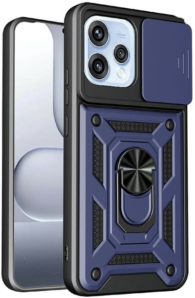 Coverup Hoesje - Geschikt voor OPPO Reno15 Hoesje - Coverup Armor Ring Kickstand Back Cover met Camera Shield - Blauw