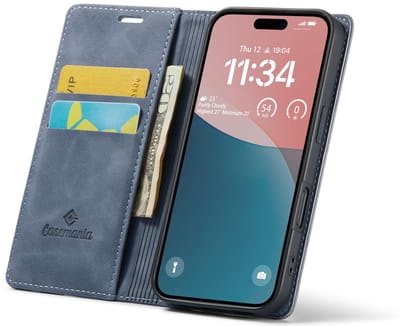 CaseMania Bookcase hoesje geschikt voor Apple iPhone 17e/16e - Effen Grijs - Kunstleer