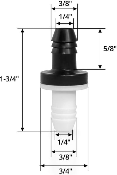 Dailygoods- Terugslagklep 10 mm - 2 stuks - Hoogwaardig ABS - Zuur- en alkalibestendig - Siliconenrubbermembraan - Temperatuurbereik 20-50 °C - Ventiel