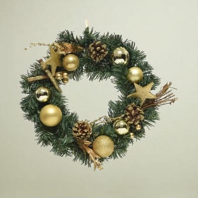 Decoratieve Kerstkrans Groen/Goud - ø30 cm - Kerstdecoratie