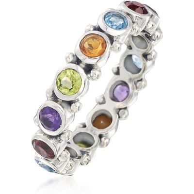 Huitan Regenboog CZ Belofte Ringen Dames Kleurrijk Rond Kubieke Zirconia Temperament Zoet Meisjes Accessoires voor Feest Sieraden Cadeaus 7 white