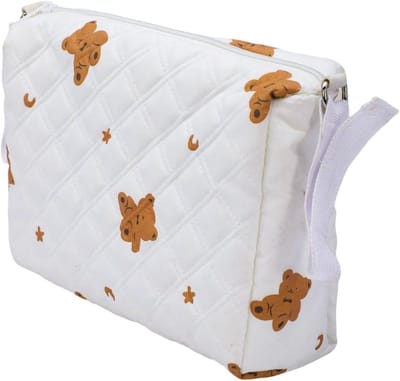 Kleine wasbare luiertas met beerprint, ideaal voor luiers, doekjes en speelgoed, perfect voor wandelingen en reizen, compact formaat 25 x 17 x 10 cm