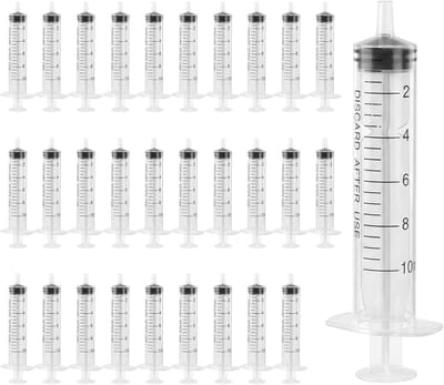 Herbruikbare kunststof spuit van 10 ml voor vloeistoffen, olie, lijm en plantenirrigatie - ideaal voor huisdieren en wetenschappelijk gebruik