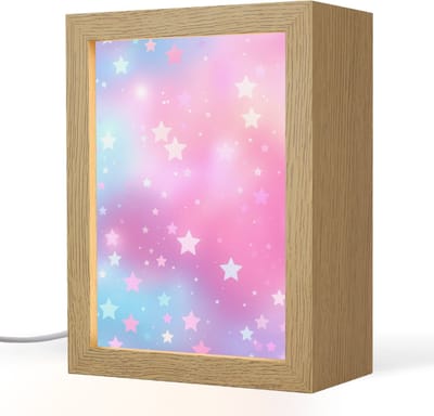 Nachtlampje 15x20 cm - Kinder lampje - Sterren - Roze - Blauw - Tafellamp kinderkamer - Slaapkamer lamp - Bedlamp kinderen - Kinderlampje stopcontact - Wandlamp babykamer - Nachtlampjes