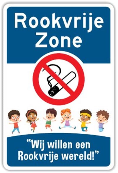 Bord Rookvrije zone - Kinderen - Weerbestendig Aluminium - 40x60 cm - Bevestiging: Zonder bevestiging (alleen het bord)